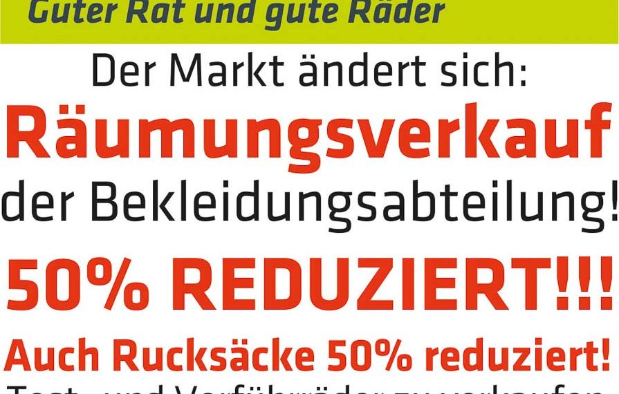 Bekleidung & Rucksäcke zum halben Preis!